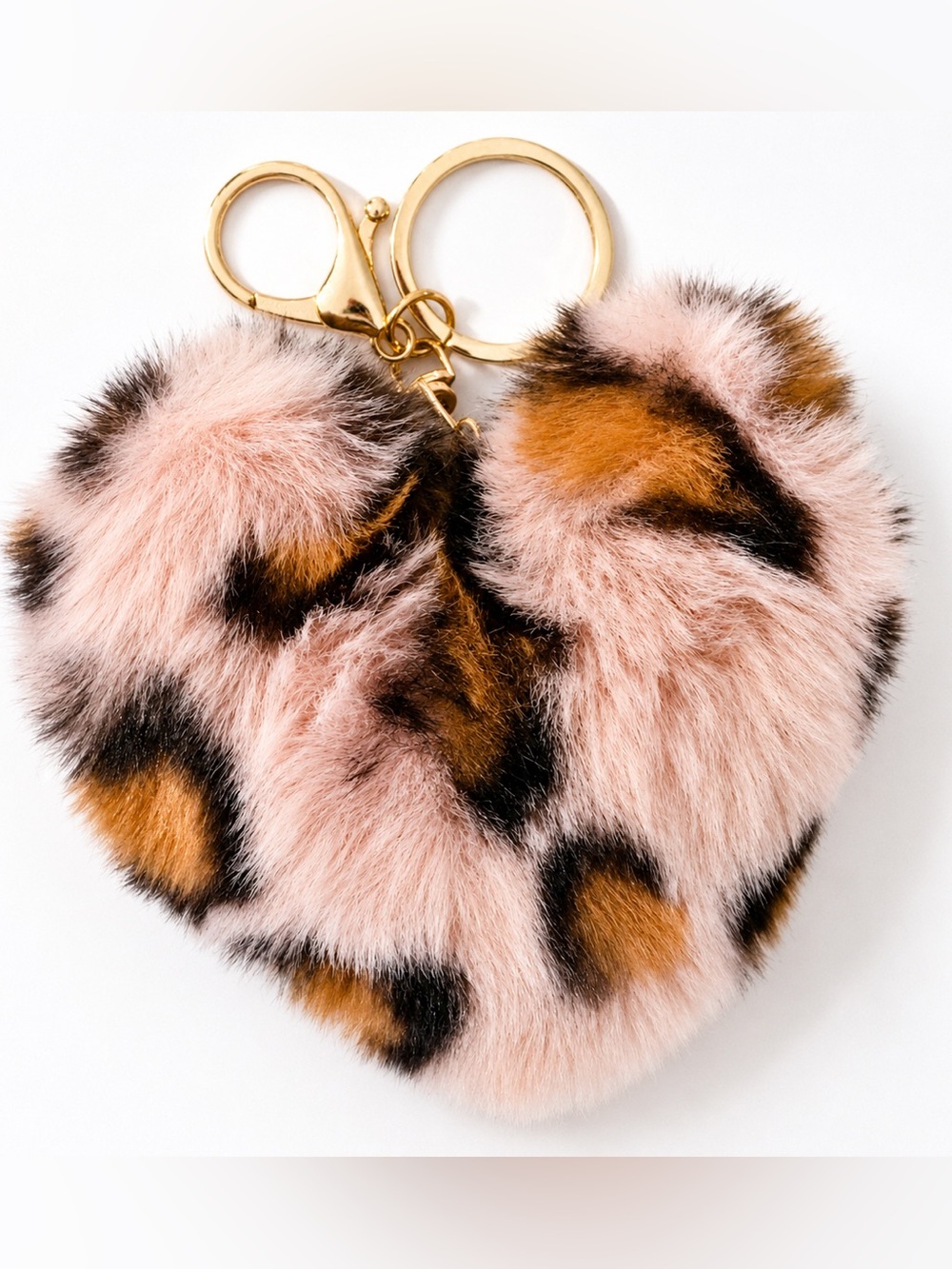 Y2K Blush Leopard Heart Bag Charm - Picture 2 of 2